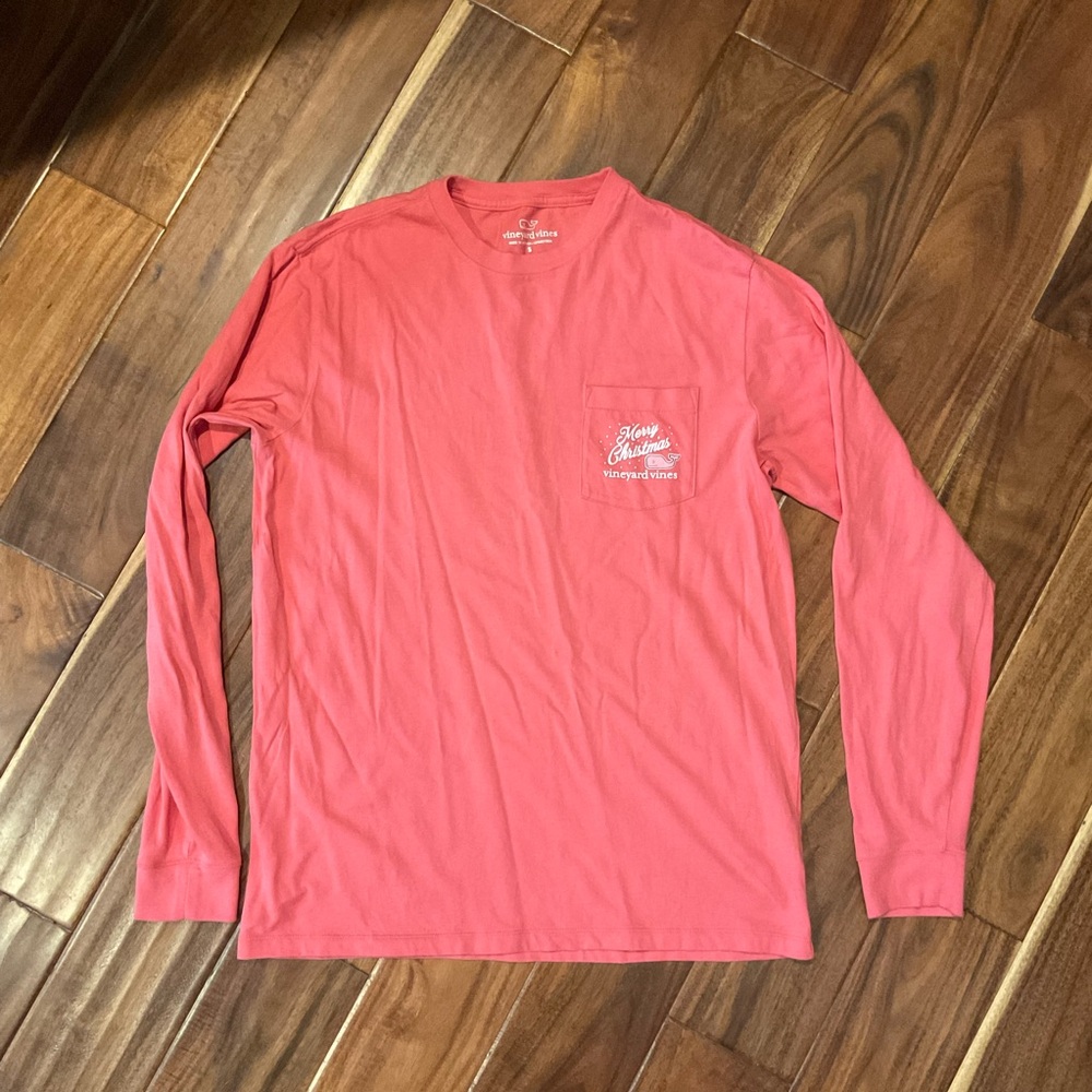 Vineyard Vines Long Sleeve Coral Christmas T-Shirt